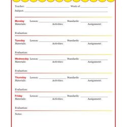 High Quality Weekly Detailed Lesson Plan Template Elementary