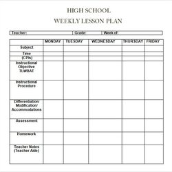 Preeminent Weekly Lesson Plan Template High School The Cheapest Way To Earn Your Free Sample Plans In Google