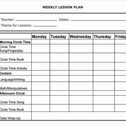 Sublime Elementary Weekly Lesson Plan Template In