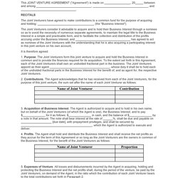 Sublime Simple Joint Venture Agreement Templates Doc Template Kb