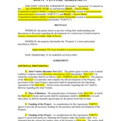 Outstanding Joint Venture Agreement Example In Word And Formats
