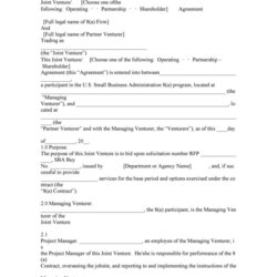 Capital Simple Joint Venture Agreement Templates Doc Template