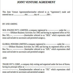 Terrific Business Joint Venture Agreement Sample Master Of Template Document Samples Amp Templates