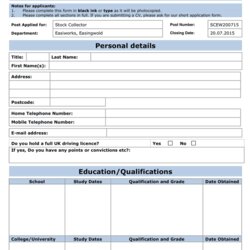 The Highest Standard Job Application Form Template In Word And Formats Employment Resume