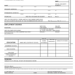 Excellent Job Application Template Word Employment