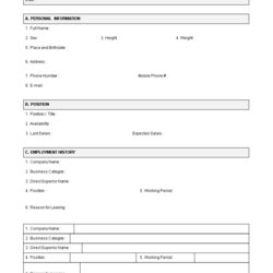Wonderful Employee Job Application Form Template