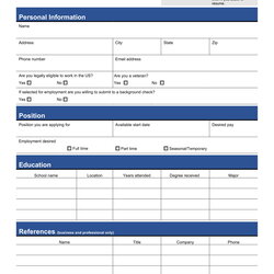 High Quality Job Application Form Examples Format Employment Template Example Standard Download