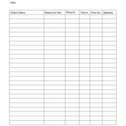 The Highest Standard Printable Visitor Sign In Sheet Word