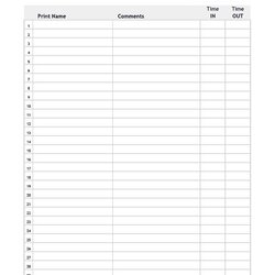 Free Printable Visitor Sign In Out Sheet From Sheets Templates Template Employee Meeting Excel Guest Daycare