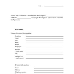 Champion Car Rental Agreement Template Contracts Agreements Vehicle Templates