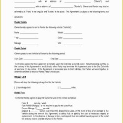 Matchless Free Vehicle Rental Agreement Template Of Sample Lease Useful Car Form