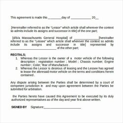 Preeminent Simple Vehicle Lease Agreement In Rental Templates