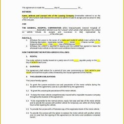 Super Free Vehicle Rental Agreement Template Of Sample Lease Docs Templates Pages