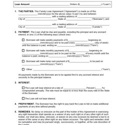 Excellent Free Family Loan Agreement Template Word