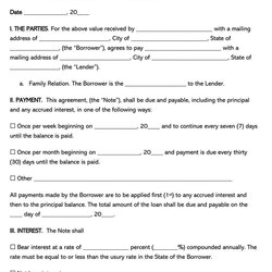 Matchless Family Member Printable Loan Agreement Template Format And Promise To Pay Form