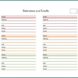 Perfect Free Printable Excel Address Book Template Sample
