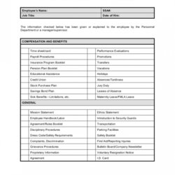 Checklist Orientation Template By New Employee Duties Personnel Handbook Templates Agenda Word