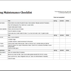 Exceptional Facility Maintenance Checklist Templates Excel Template Fit