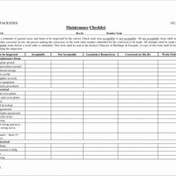 Facility Maintenance Checklist Template Excel Templates