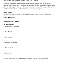 Free Printable Business Plan Template Form Generic Loan Operational Disaster Recovery Funding Boarding