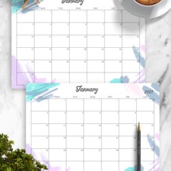 Spiffing Download Printable Colored Monthly Calendar Calendars Template
