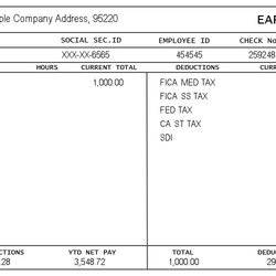 High Quality Pay Stub Template Business Sample Stubs Check Paycheck Payroll Templates Word Invoice