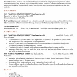 How To Write Grad School Resume With Examples Template Economics Graduate Example