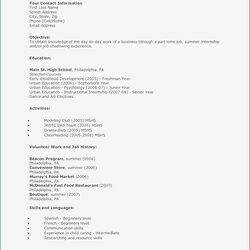 Graduate School Resume Template Free For High