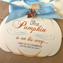 Our Little Pumpkin Invitation Blue Baby Shower