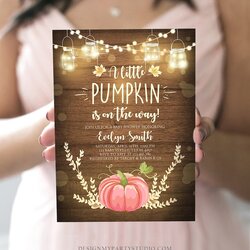Very Good Editable Little Pumpkin Baby Shower Invitation Pink Fall Girl