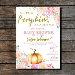 Super Little Pumpkin Baby Shower Invitation Fall Girl Invitations
