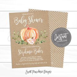 Splendid Little Pumpkin Baby Shower Invitation Fall Invite Greenery Instant Invitations Search