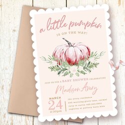 Supreme Pink Pumpkin Girl Baby Shower Invitations Little Is