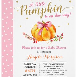 Legit Little Pumpkin Girl Gold Pink Fall Baby Shower Invitation Invites