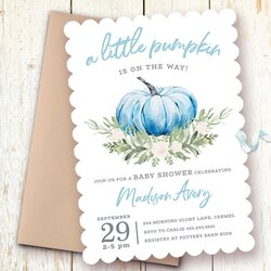 Exceptional Pumpkin Baby Shower Invitations Little Is On The Way Invitation Choose Board Boy Invite