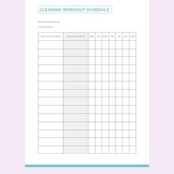 The Highest Standard Work Schedule Template In Free Download Sample Cleaning Workout