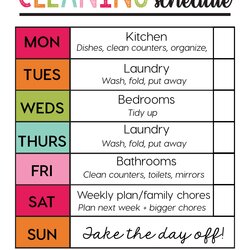 Magnificent Cleaning Schedule Printable Free Weekly Template Print Big