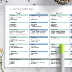 Download Printable Monthly Cleaning Schedule Checklist Template