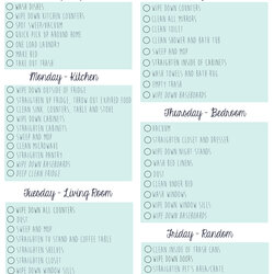Fantastic Free Weekly Cleaning Checklist Schedules Help Schedule Apartment House Clean Manage Brilliant