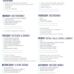 Cool Weekly Cleaning Schedule Printable Receipt Template Free