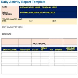 Perfect Daily Report Templates Excel Word Template Activity