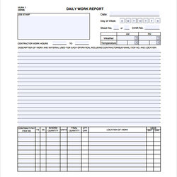 Sample Daily Work Report Template Free Documents In
