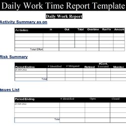Very Good Daily Work Report Template Free Templates Time