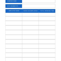 Free Daily Report Template Printable Templates Simple Blue Work