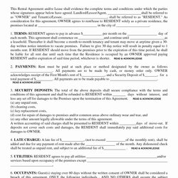 Eminent Residential Rental Agreement Form Unique Printable Sample Re Agreements