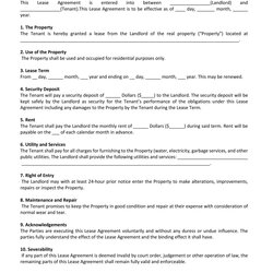 Terrific Free Residential Lease Agreement Templates Word One Page Scaled