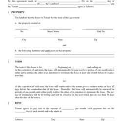 Fine Printable Template Lease Agreement Residential