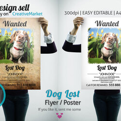 Dog Lost Flyer Poster Templates Creative Market Template Flyers Movie