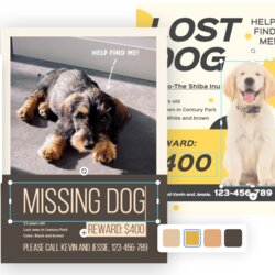 High Quality Top Lost Animal Template Customize Two Dog Flyers In