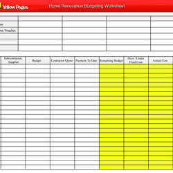 Cool Home Renovation Budget Spreadsheet Throughout Free Worksheet Excel Templates Template Prev Planner